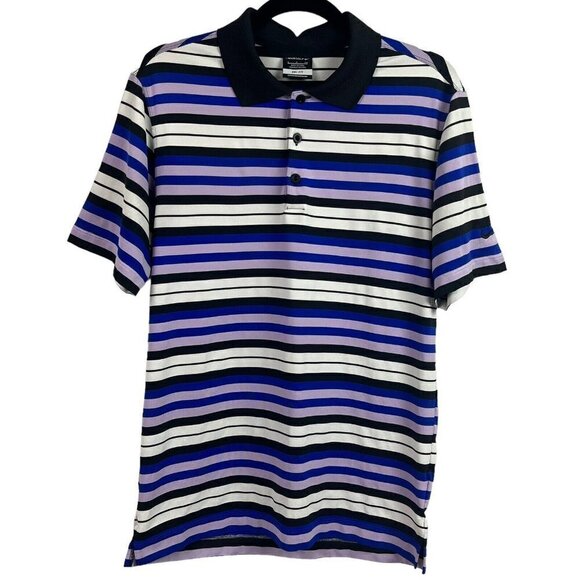 Nike Mens Polo Golf Shirt Dri Fit Stripe Stretch Swoosh Logo Short Sleeve Small - Picture 1 of 10